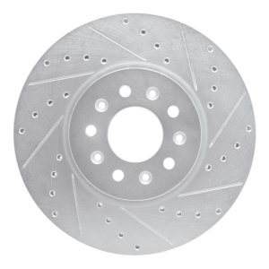 Buick LaCrosse Brake Rotor (1) - Front Right - R1 Concepts - Drilled & Slotted - Silver - `16-`21